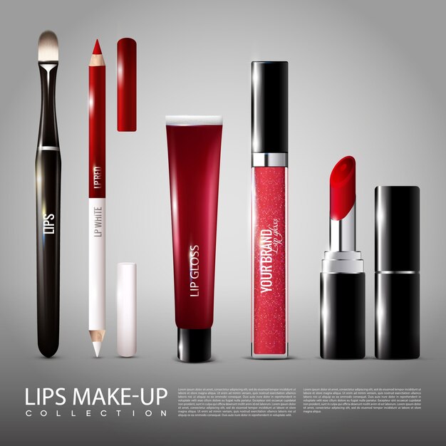 Conjunto de productos realistas de cosmetología