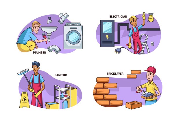Conjunto de profesiones de hogar y renovación.
