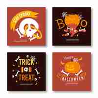 Vector gratuito conjunto de publicaciones de instagram de halloween