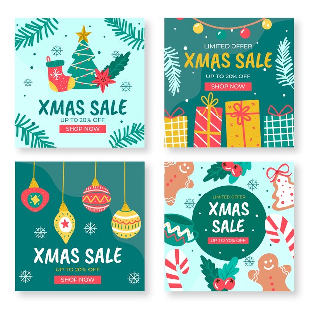 Conjunto de publicaciones de instagram navideñas