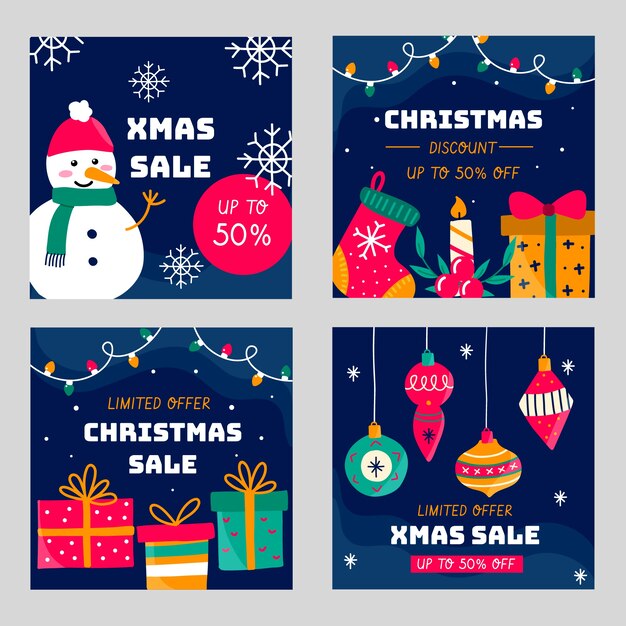 Conjunto de publicaciones de instagram navideñas