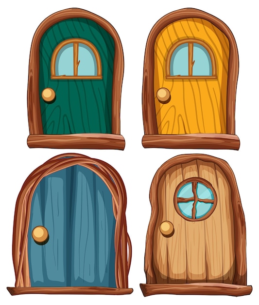 Conjunto de puerta de madera para decoración de casa de cuento de hadas