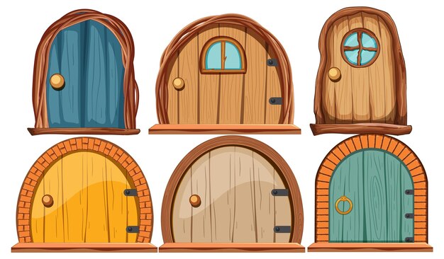 Conjunto de puerta de madera para decoración de casa de cuento de hadas