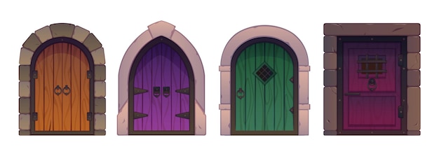 Conjunto de puertas de madera medievales