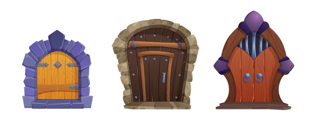 Conjunto de puertas de madera medievales