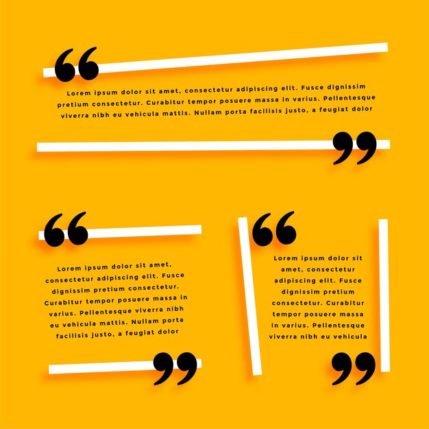 conjunto de puntuación de palabras coma invertida vector de diseño de plantilla amarilla