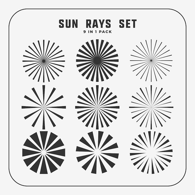 conjunto de rayos de sol estallando símbolo en color negro