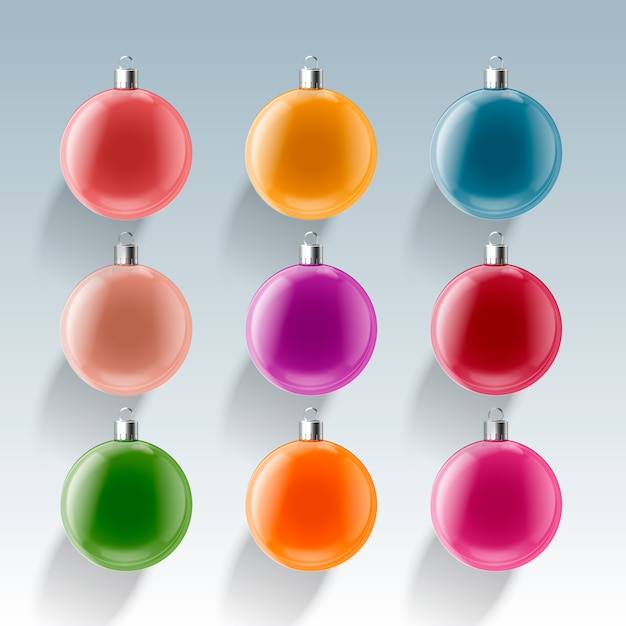 Vector gratuito conjunto realista de bolas de navidad