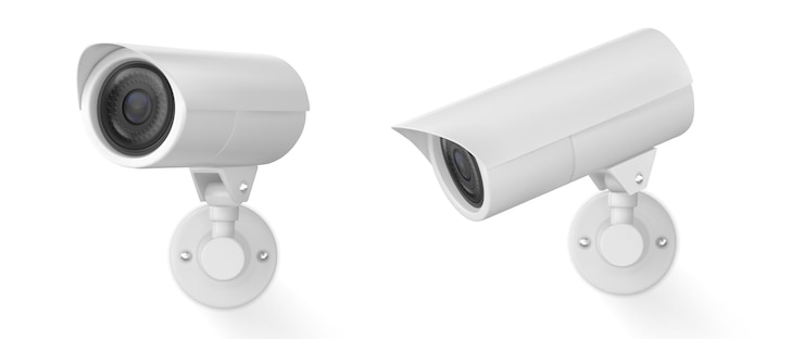 Vector gratuito conjunto realista de cámaras cctv 3d aisladas sobre fondo blanco ilustración vectorial de cámara de video equipo moderno para oficina en casa empresa empresa seguridad protección prevención del crimen herramienta espía