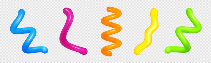 Vector gratuito conjunto realista de coloridas líneas espirales 3d