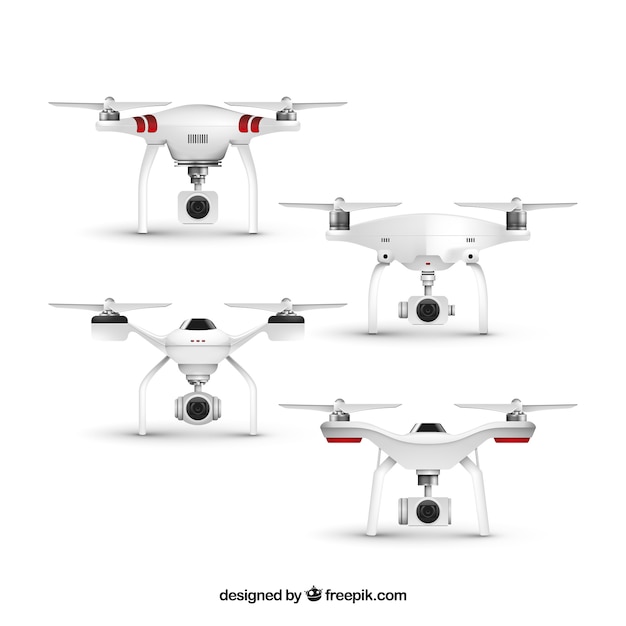 Conjunto realista de cuatro drones