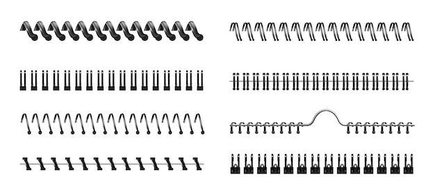 Vector gratuito conjunto realista estacionario de carpetas de metal para libreta de notas ilustración vectorial aislada