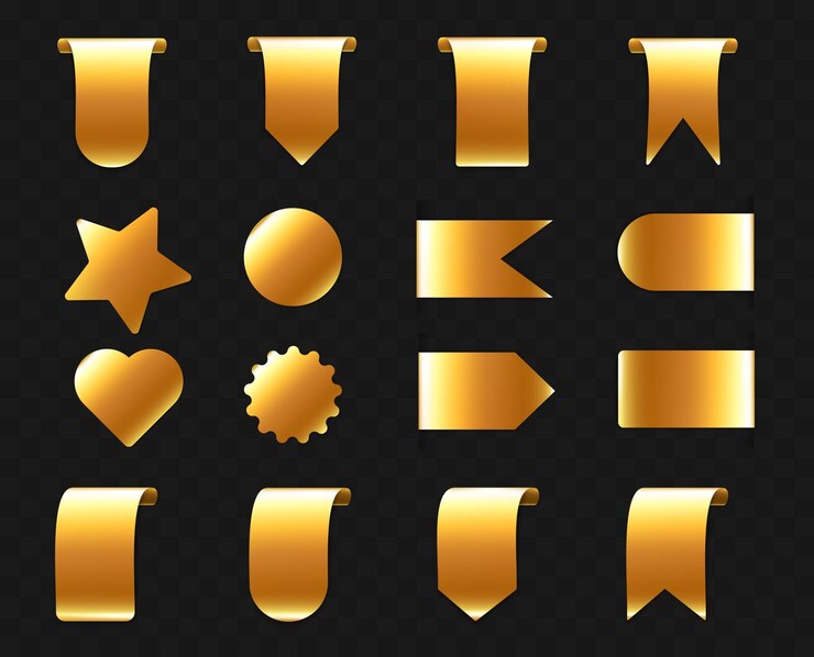 Vector gratuito conjunto realista de etiquetas y etiquetas doradas de venta png