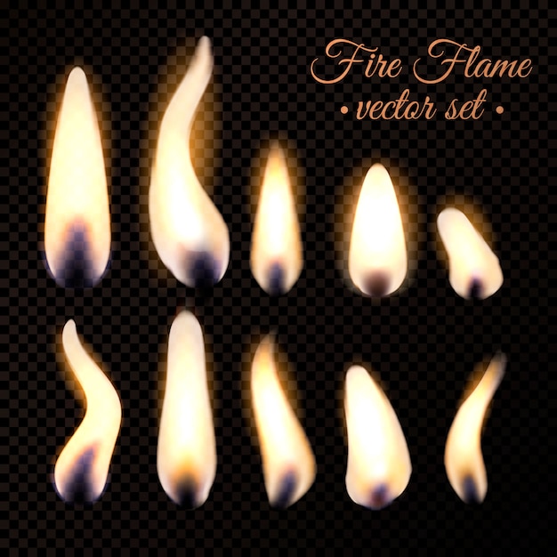 Vector gratuito conjunto realista de llama de fuego