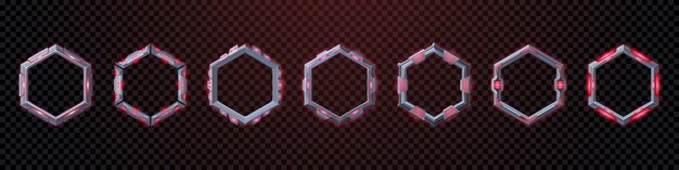 Conjunto realista de marco de juego de ciencia ficción con luz roja