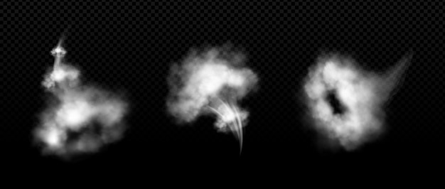 Vector gratuito conjunto realista de nubes de humo después de un inicio rápido