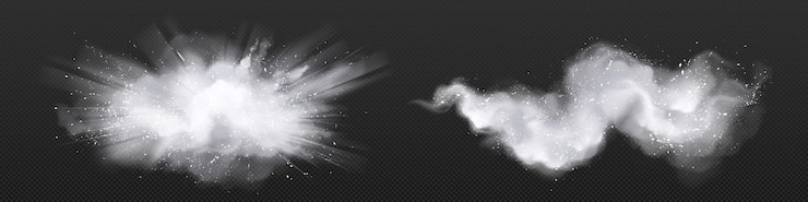 Vector gratuito conjunto realista de nubes de polvo blanco.