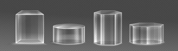 Conjunto realista de plataformas transparentes 3D aisladas en el fondo