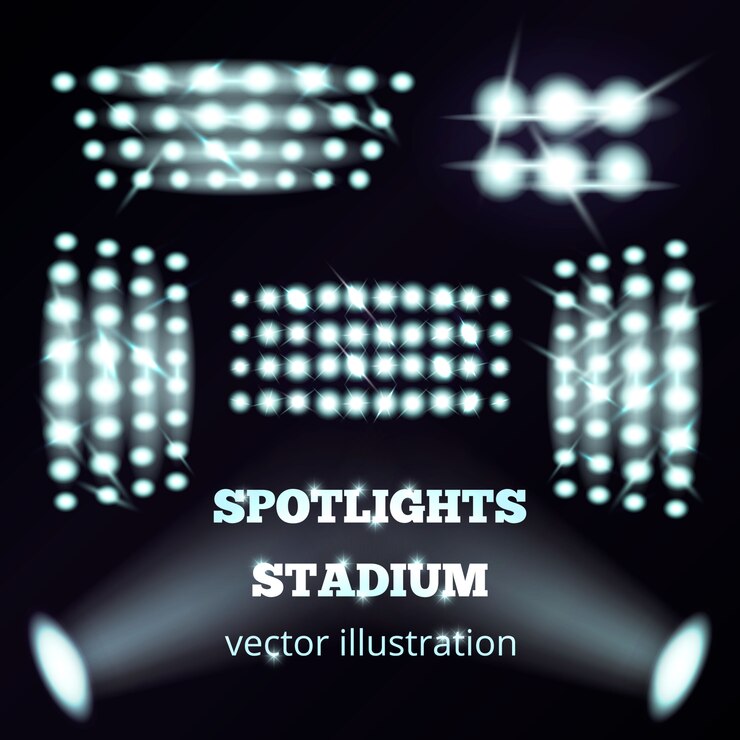 Vector gratuito conjunto realista de reflectores del estadio