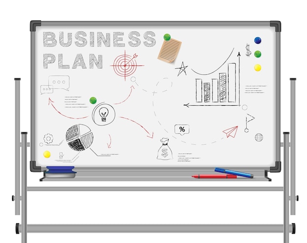 Vector gratuito conjunto realista de tableros de oficina con vista frontal aislada del marco de aluminio plegable con imágenes de pluma e ilustración de vector de texto