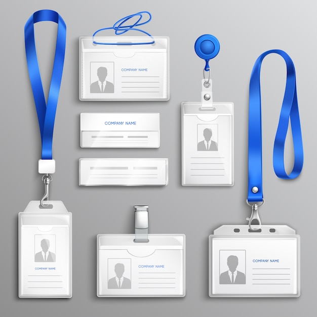 Conjunto realista de titulares de tarjetas de identificación