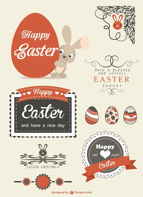 Vector gratuito conjunto de recursos gráficos de pascua