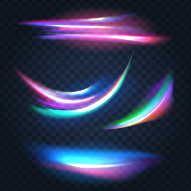 Conjunto de reflejos de luz realistas.