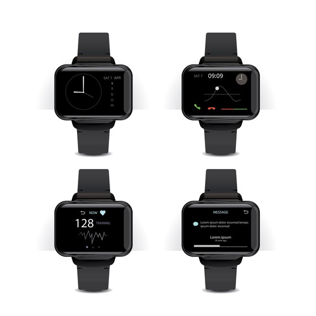 Conjunto de reloj inteligente con ilustración de pantalla digital
