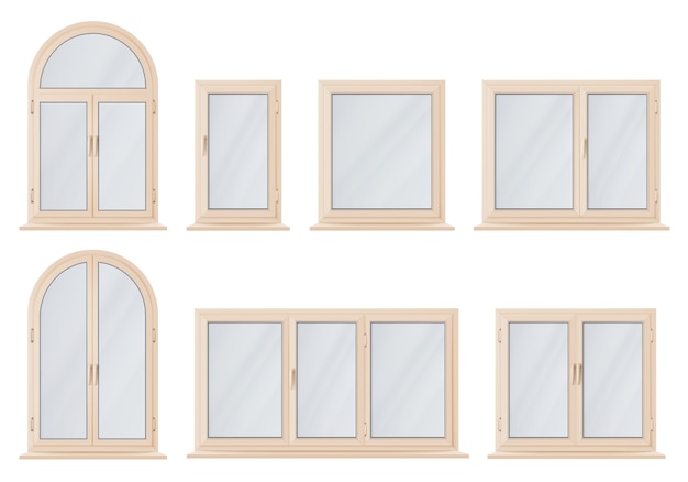 Vector gratuito conjunto de renderizado de ventanas realistas