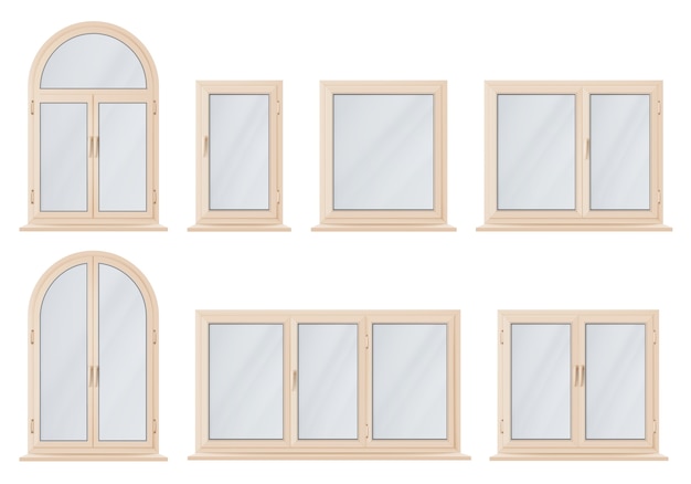 Conjunto de renderizado de ventanas realistas