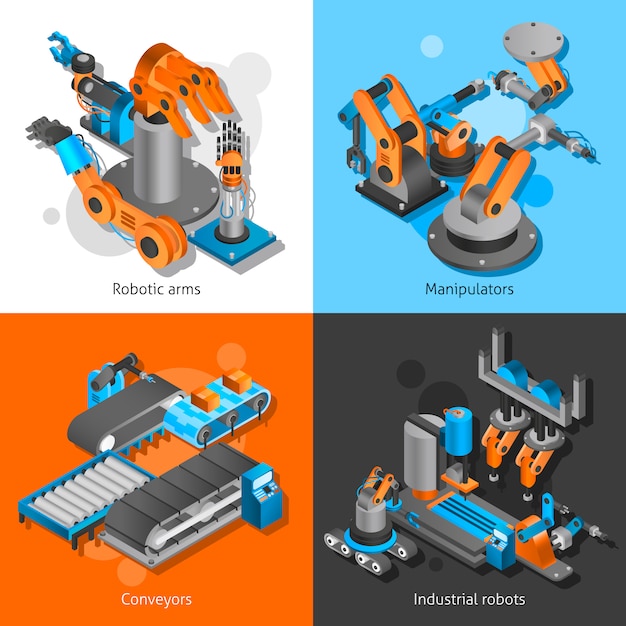 Conjunto de robots industriales