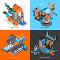 Vector gratuito conjunto de robots industriales