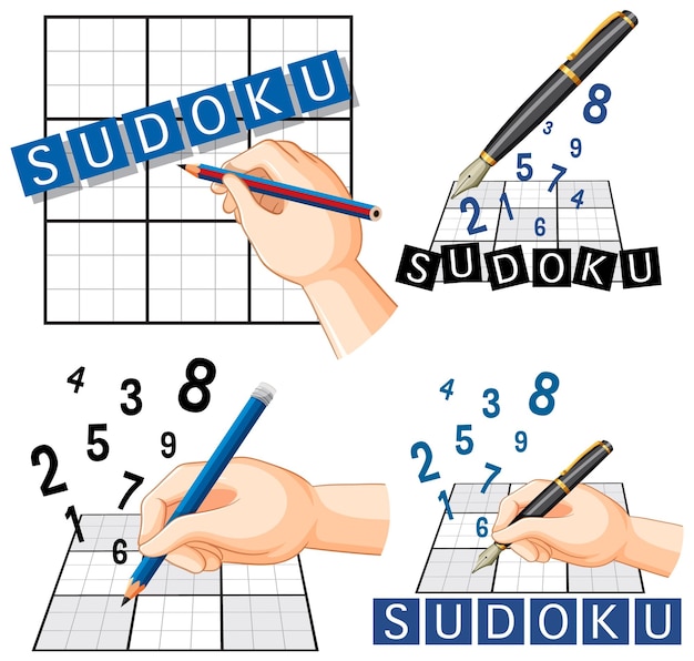 Vector gratuito conjunto de rompecabezas de sudoku de mezcla