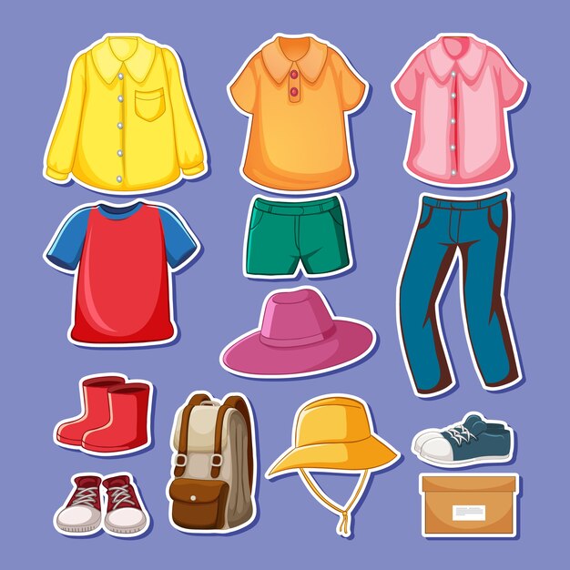 Conjunto de ropa con accesorios aislados