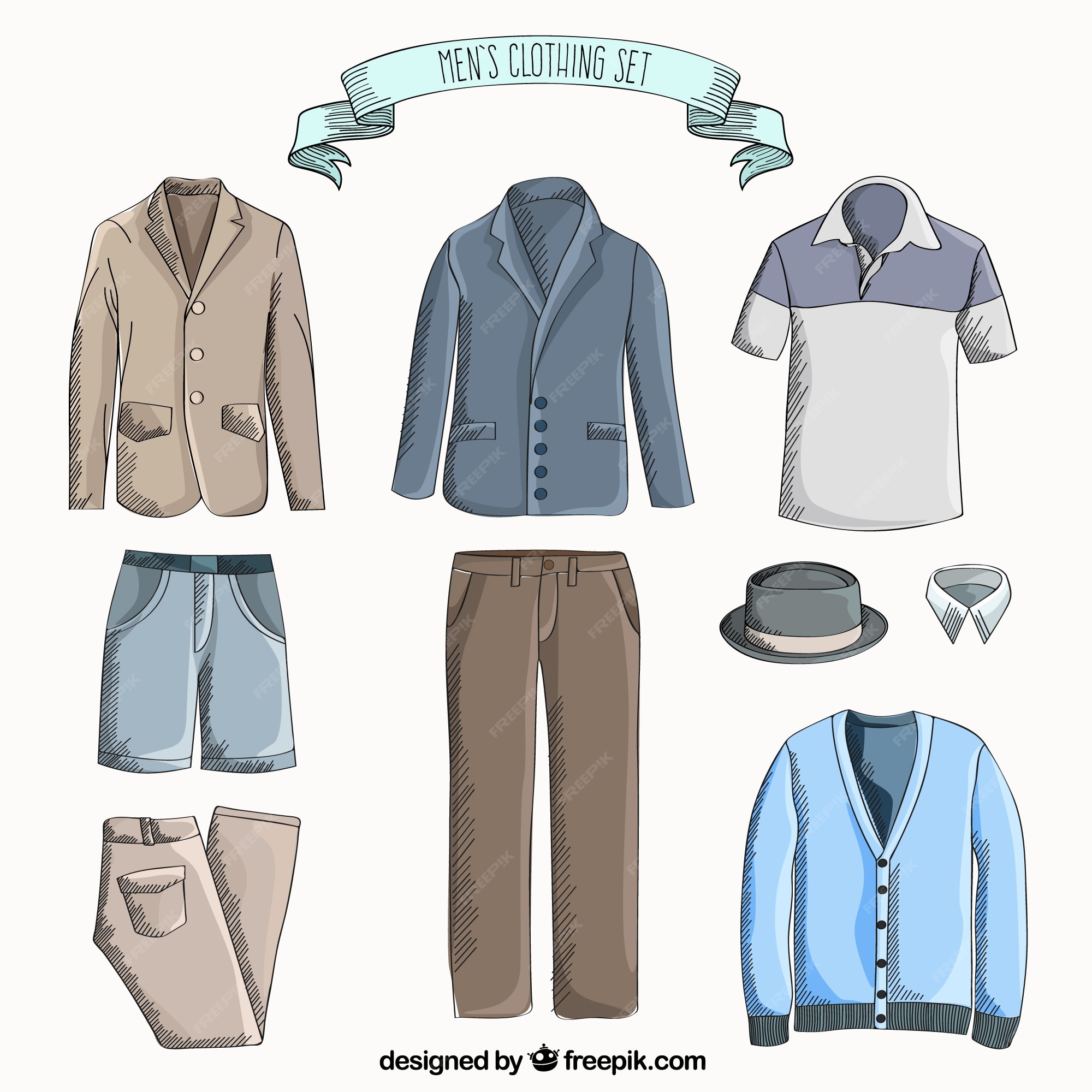 Conjunto de de hombre dibujada mano | Gratis