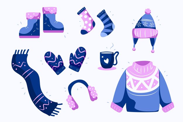 Conjunto de ropa de invierno acogedor de diseño plano