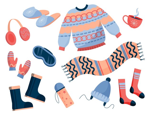Conjunto de ropa de invierno acogedora de diseño plano