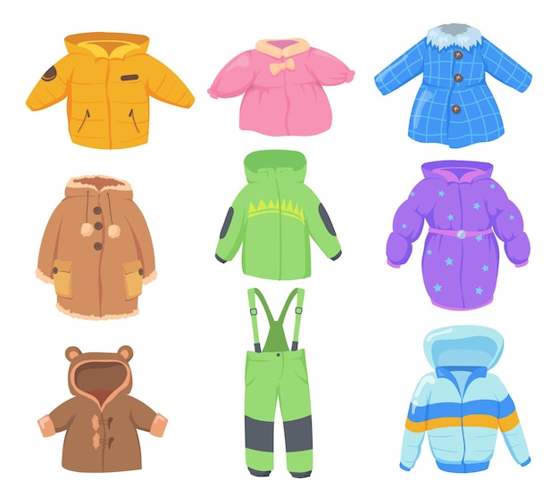 Conjunto de ropa de invierno para niños | Vector Gratis Conjunto de ropa de invierno para niños | Vector Gratis