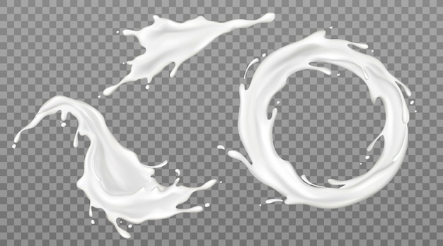 Conjunto de salpicaduras de leche, yogur o producto lácteo
