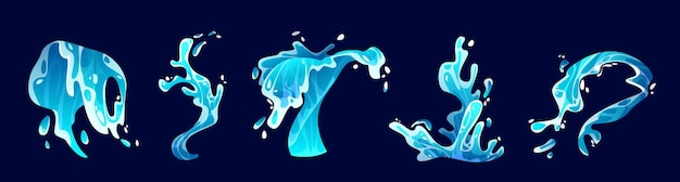 Conjunto de salpicaduras de olas de agua