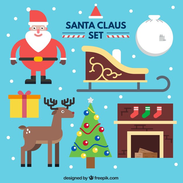Conjunto de santa claus en diseño plano