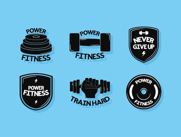 Vector gratuito conjunto de seis artículos de fitness