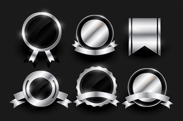 Conjunto de seis diseño de banner de elemento de emblema de insignia brillante y vacío