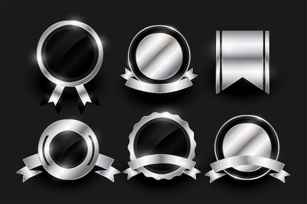 Conjunto de seis diseño de banner de elemento de emblema de insignia brillante y vacío