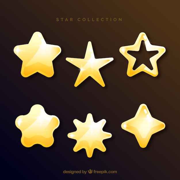 Conjunto de seis estrellas brillosas