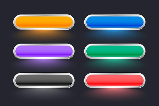 conjunto de seis signos de botones web coloridos con espacio vacío