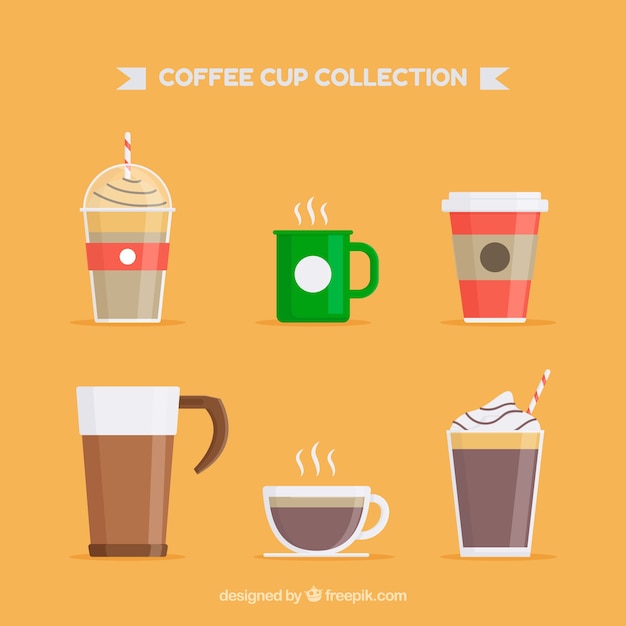 Vector gratuito conjunto de seis tazas de café