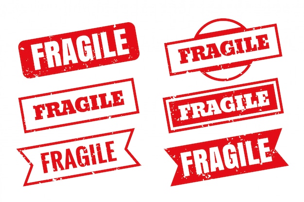 Conjunto de sellos de goma frágiles en diferentes estilos.