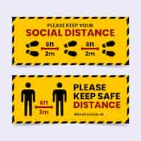 Vector gratuito conjunto de signo de banner de distancia social