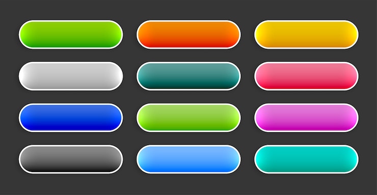 Vector gratuito conjunto de signos de elementos de botones web de forma rectangular en diferentes colores